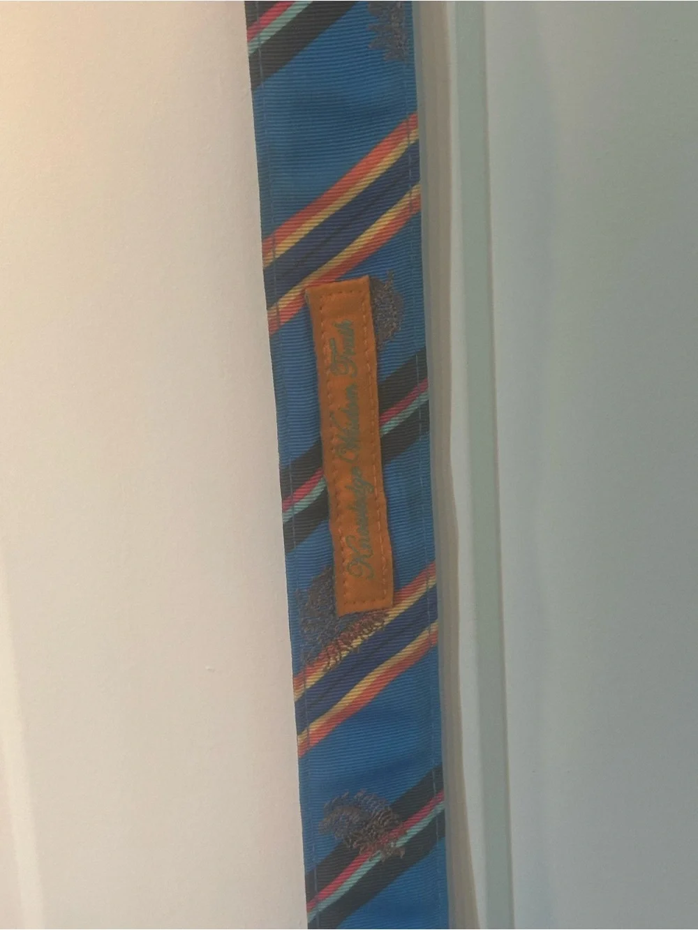 Robert Graham Blue and Orange Striped Men’s Fabric D-Ring Belt